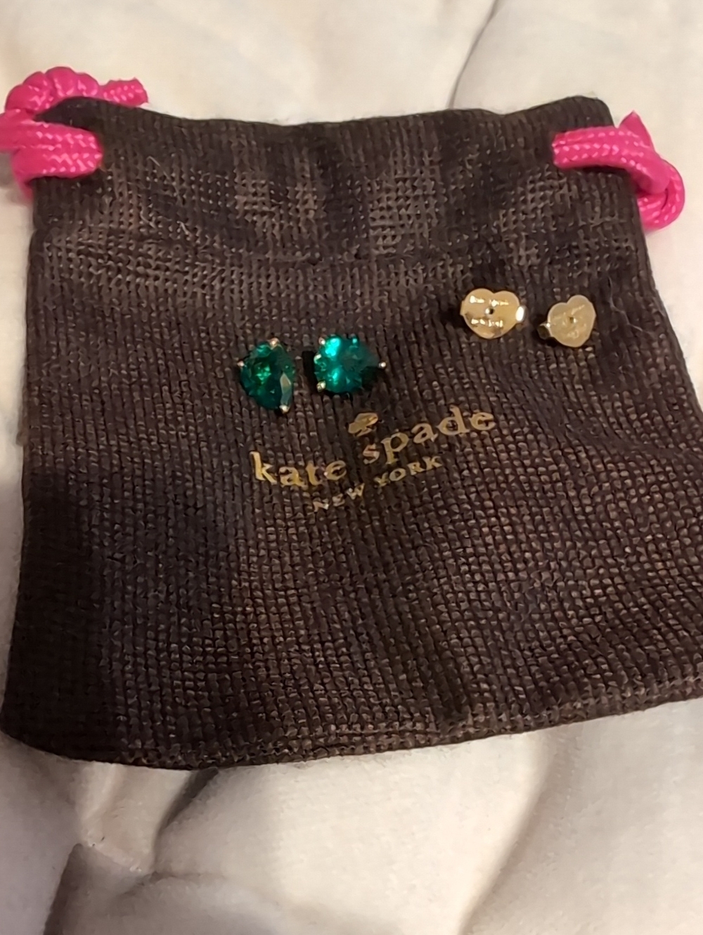 kate Spade Pear Shaped Emerald Green Stud Earrings
